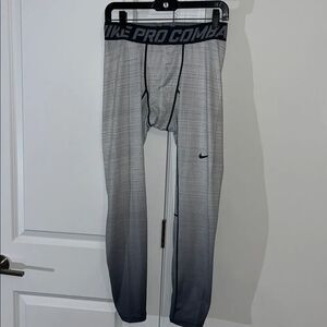 Black Gray White Gradient Nike Pro Combat tapered stretch Tights Yoga Pants XL